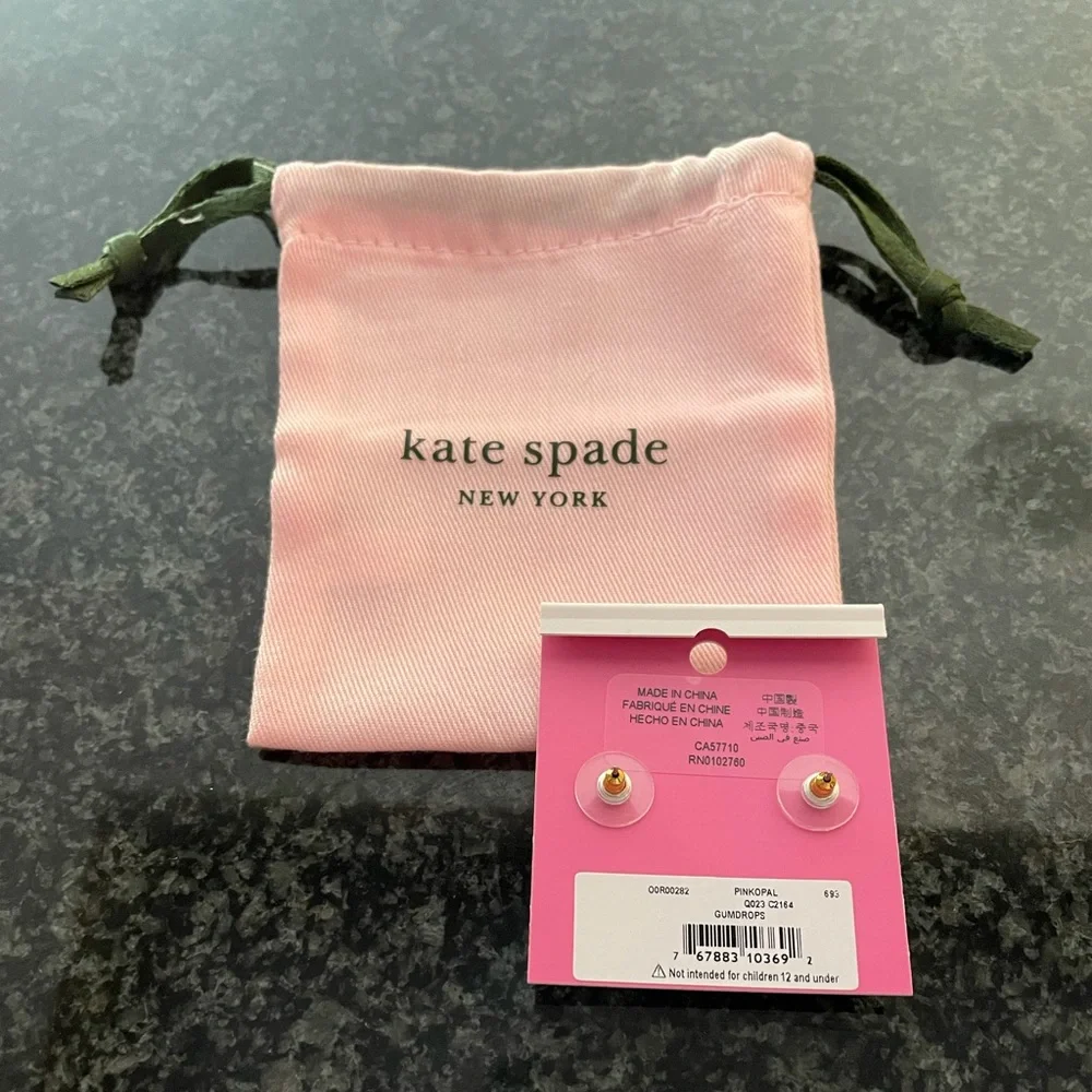 Kate Spade Pink Opal Studs Pierced Earrings Oversized Minimalist Jewelry NWT